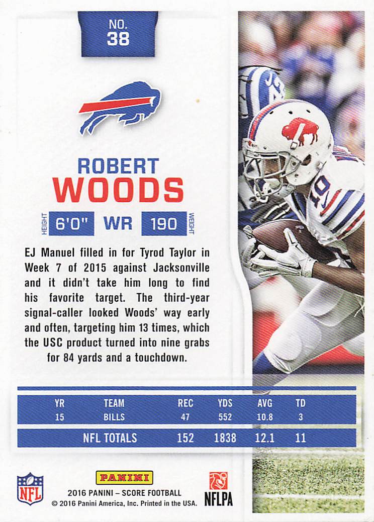 2016 Score Football Robert Woods #38