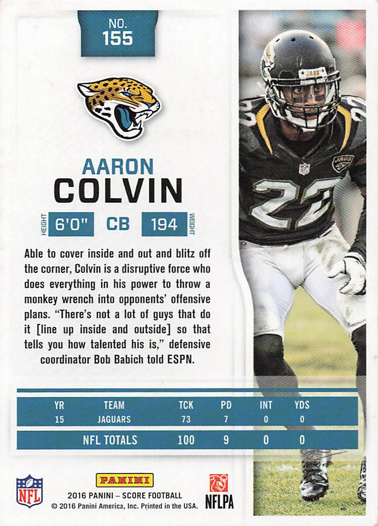 2016 Score Football Aaron Colvin #155