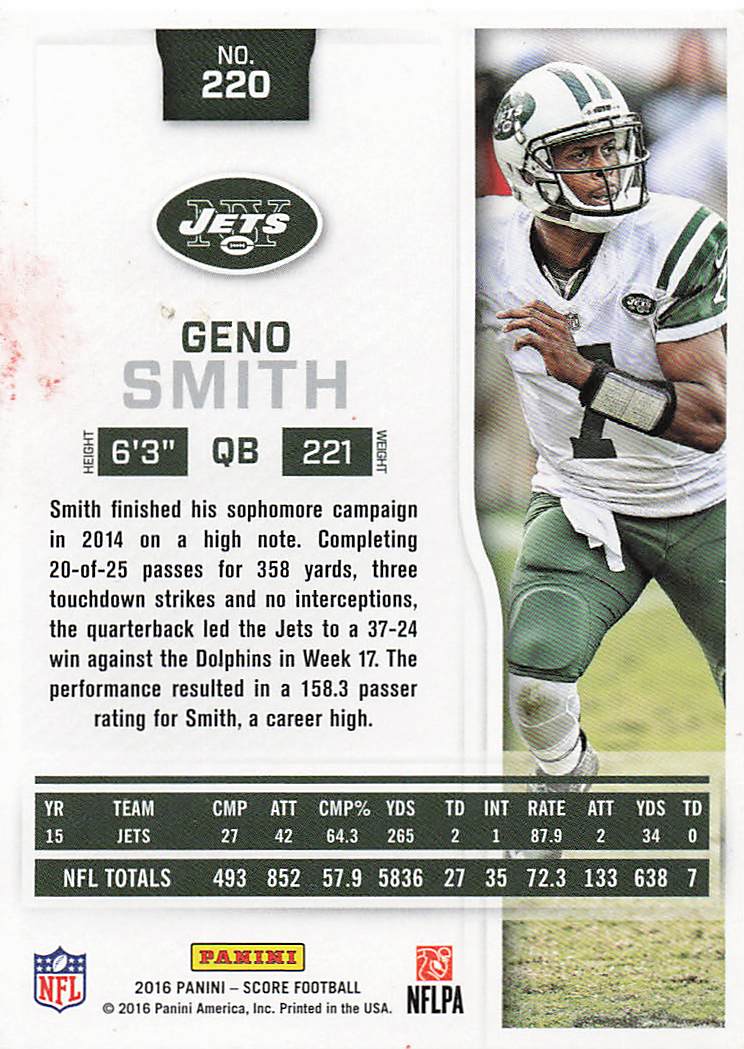 2016 Score Football Geno Smith #220