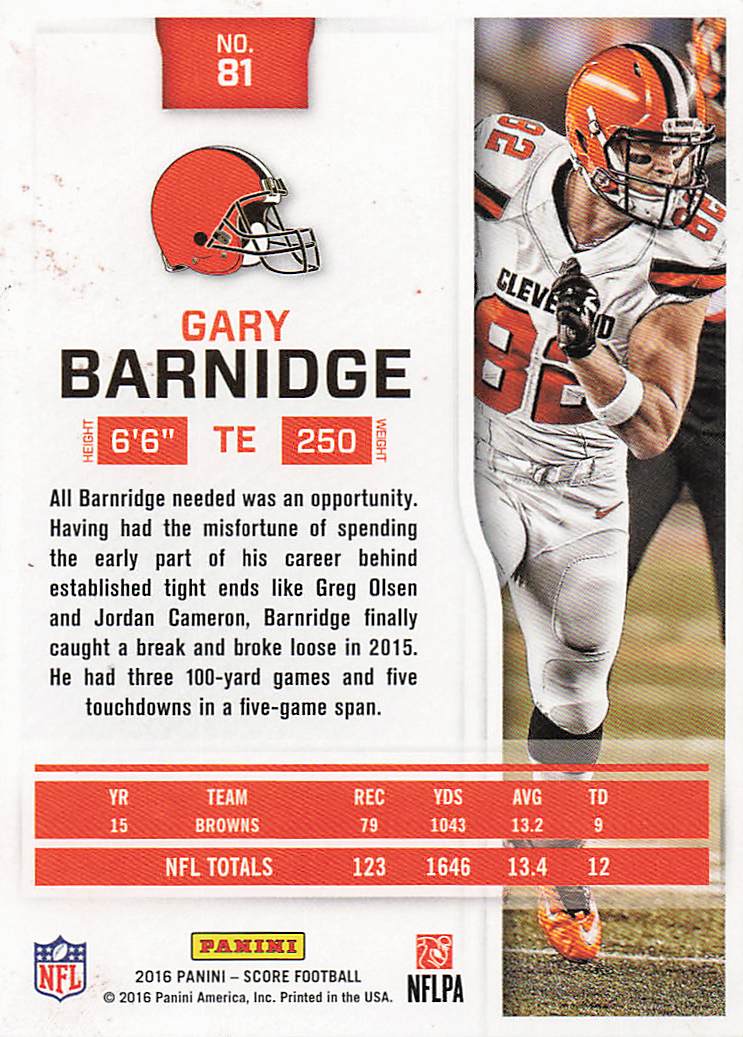 2016 Score Football Gary Barnidge #81