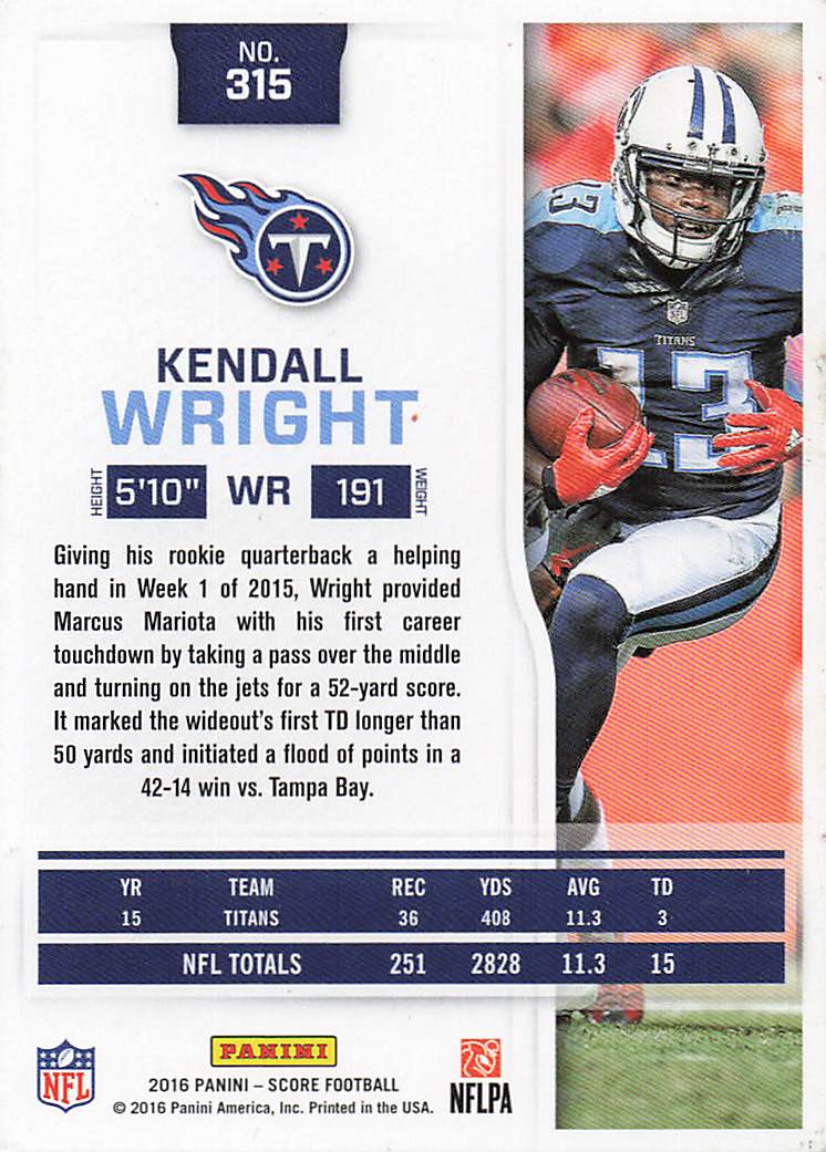 2016 Score Football Kendall Wright #315