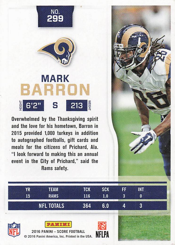 2016 Score Football Mark Barron #299