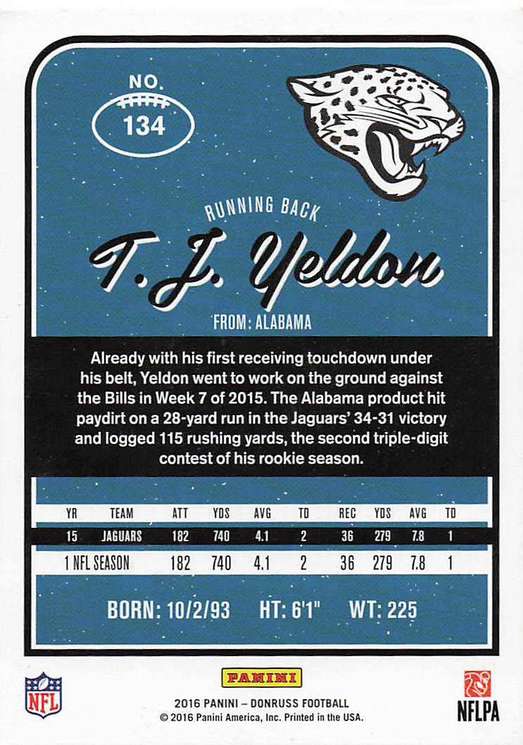 2016 Donruss Football T.J. Yeldon #134