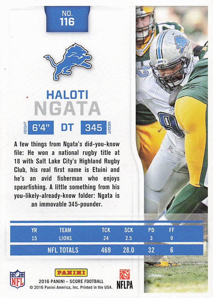 2016 Score Football Haloti Ngata #116