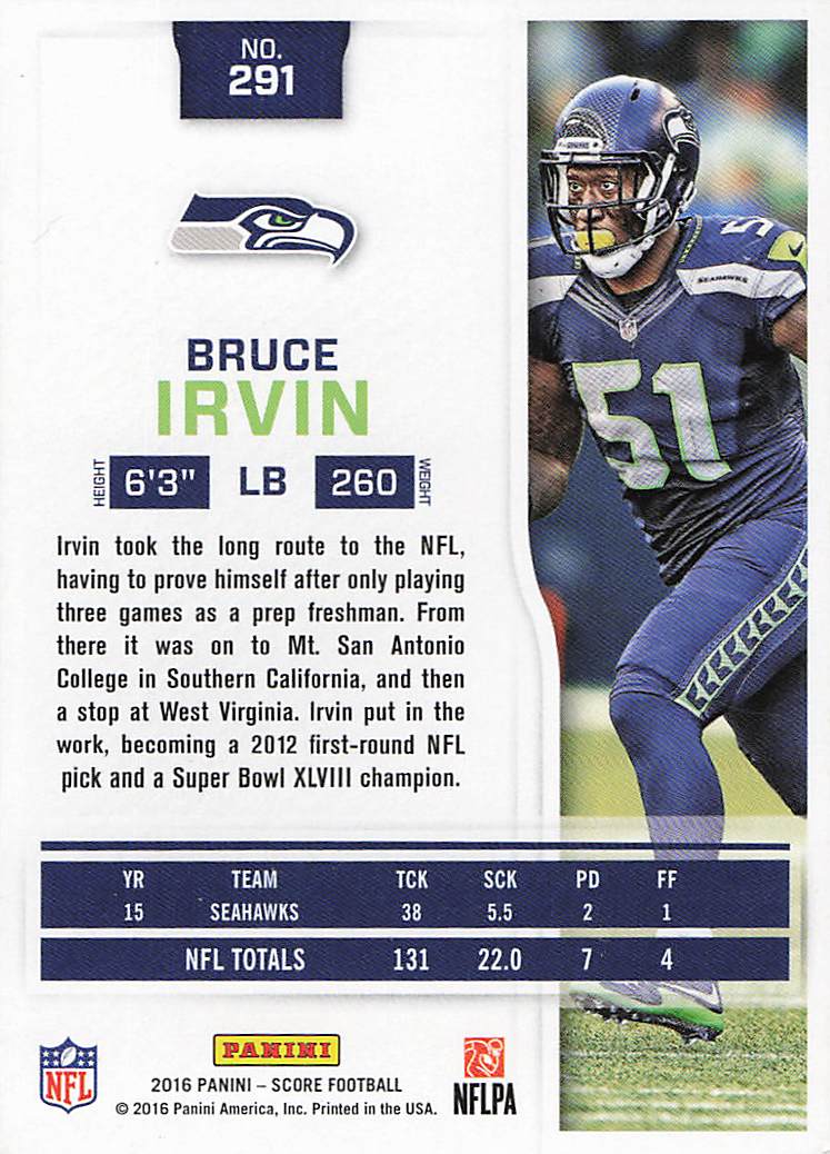 2016 Score Football Bruce Irvin #291
