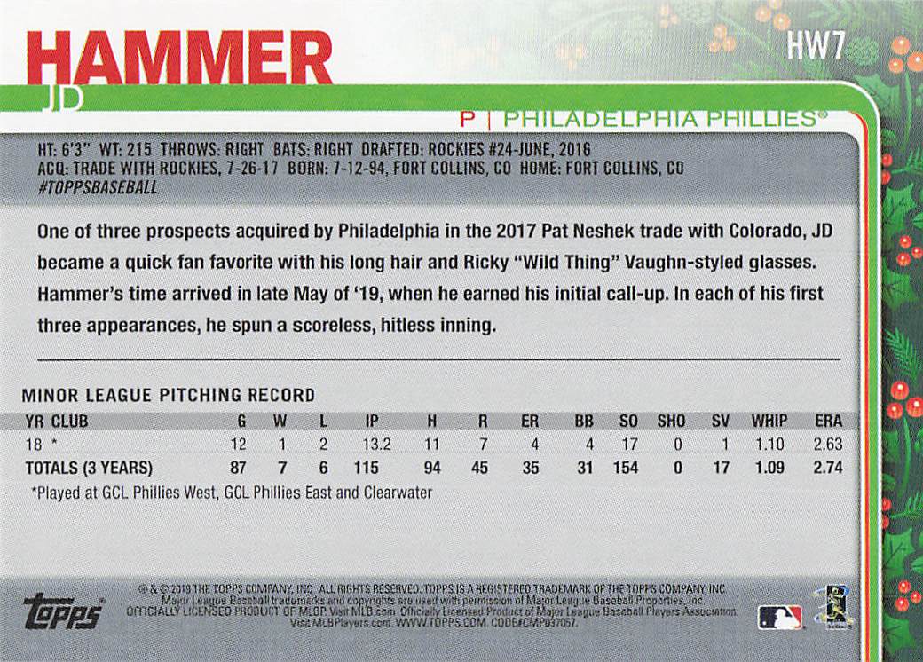 2019 Topps Update Baseball J.D. Hammer #US27 Rookie