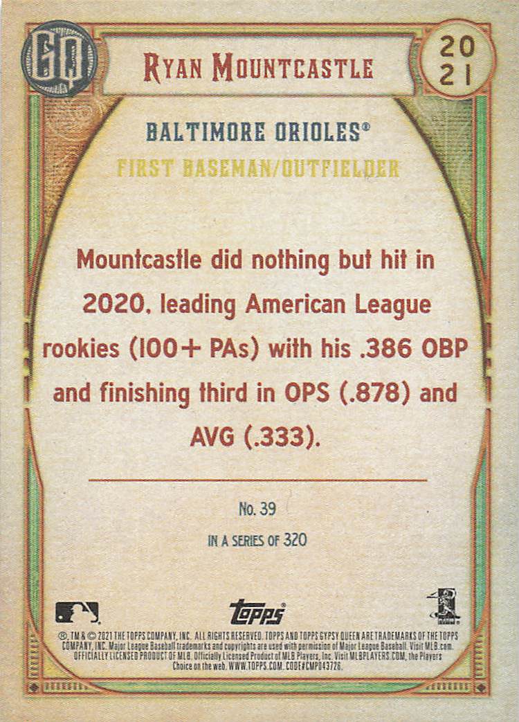 2021 Topps Gypsy Queen Baseball Ryan Mountcastle #39 Rookie