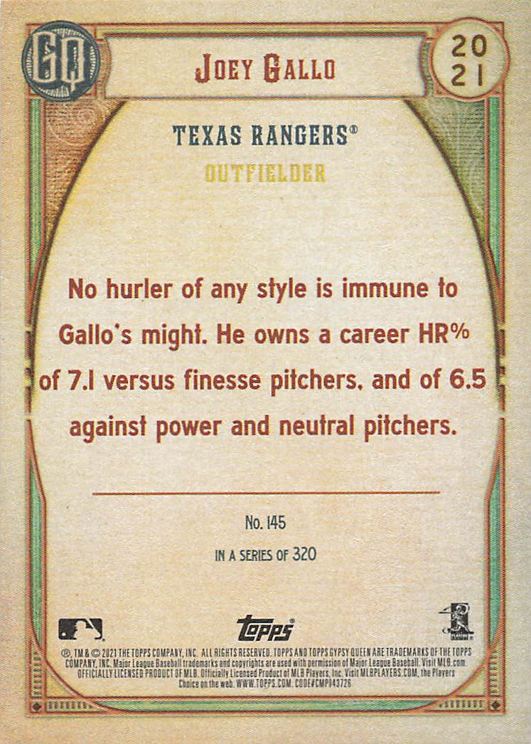 2021 Topps Gypsy Queen Baseball Joey Gallo #145