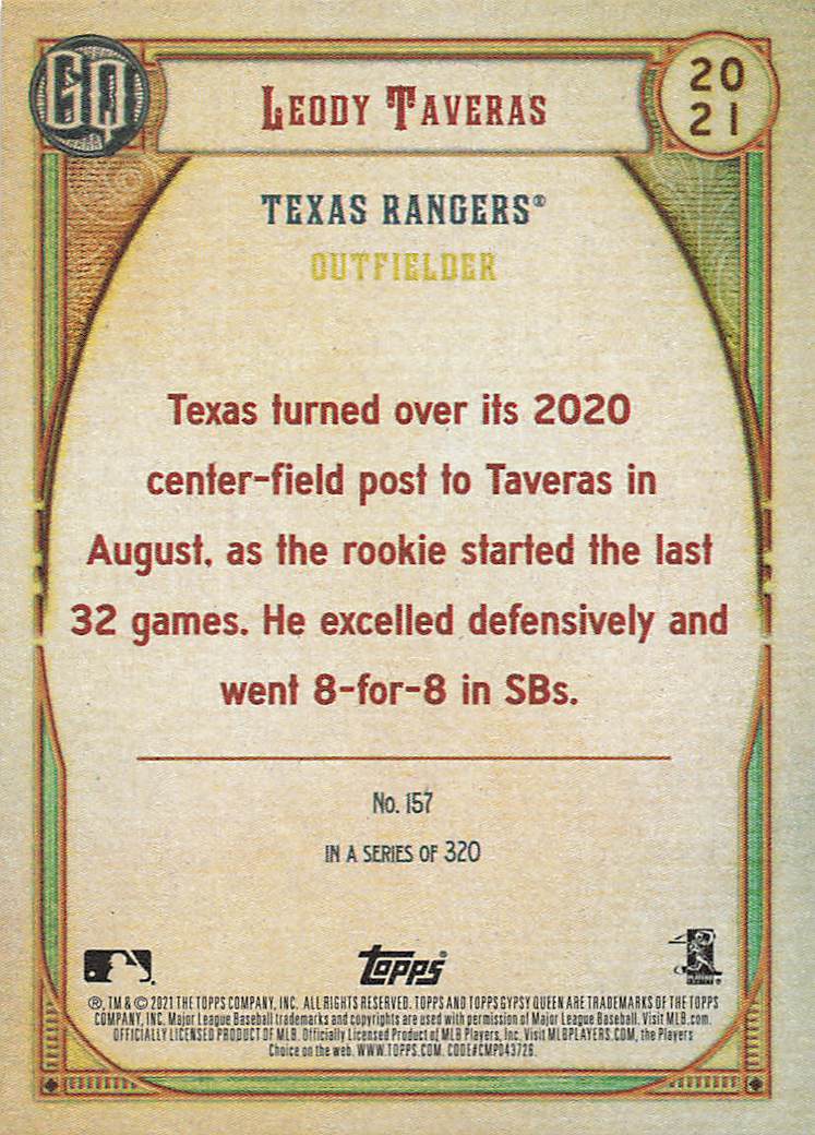 2021 Topps Gypsy Queen Baseball Leody Taveras #157 Rookie