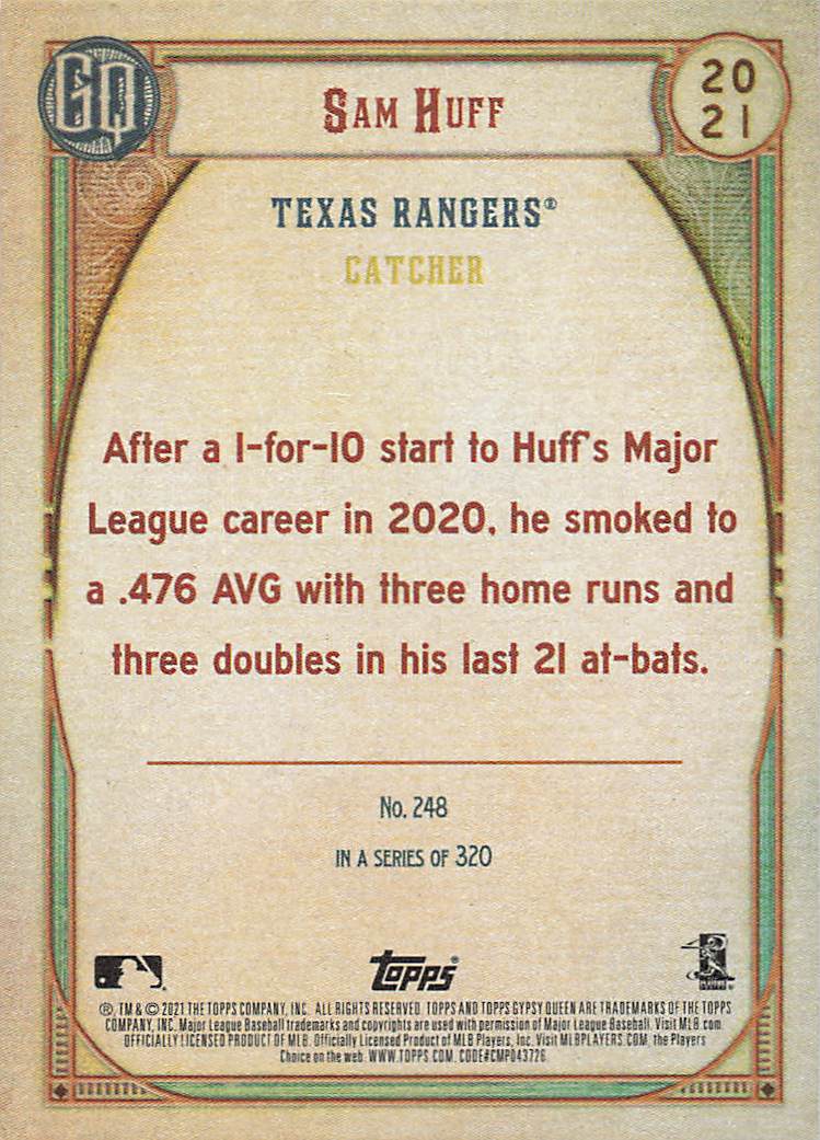 2021 Topps Gypsy Queen Baseball Sam Huff #248 Rookie