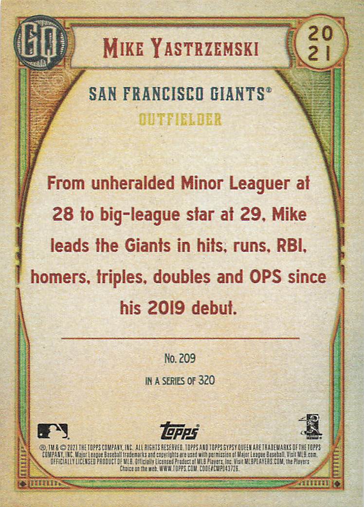 2021 Topps Gypsy Queen Baseball Mike Yastrzemski #209