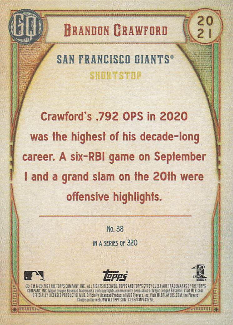 2021 Topps Gypsy Queen Baseball Brandon Crawford #38