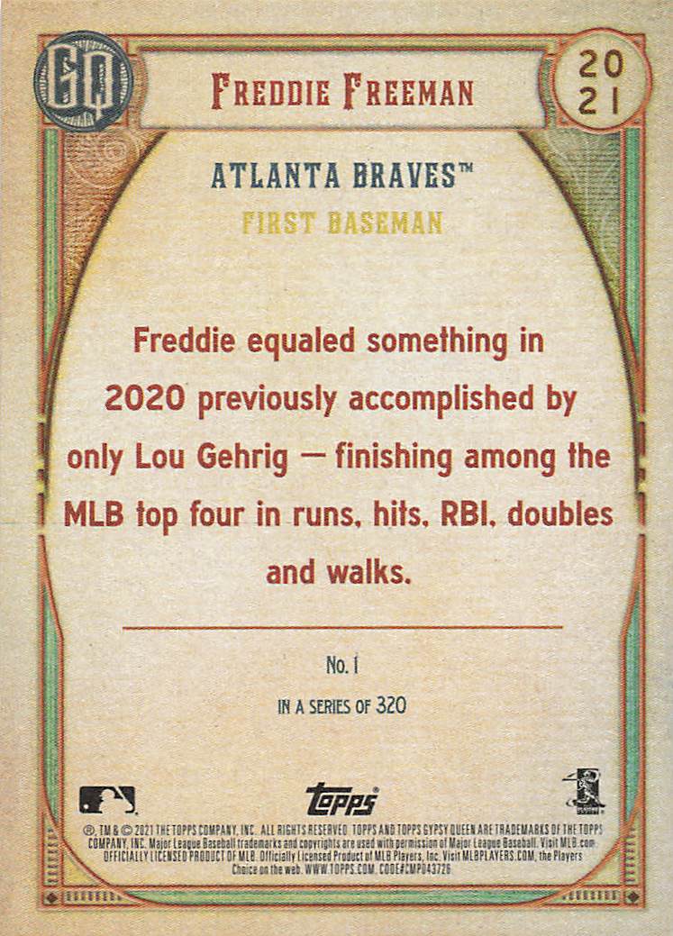 2021 Topps Gypsy Queen Baseball Freddie Freeman #1