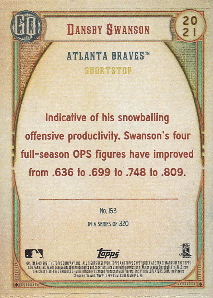 2021 Topps Gypsy Queen Baseball Dansby Swanson #153