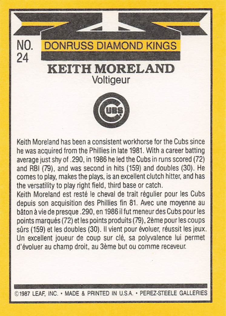 1987 Leaf Baseball Keith Moreland #24