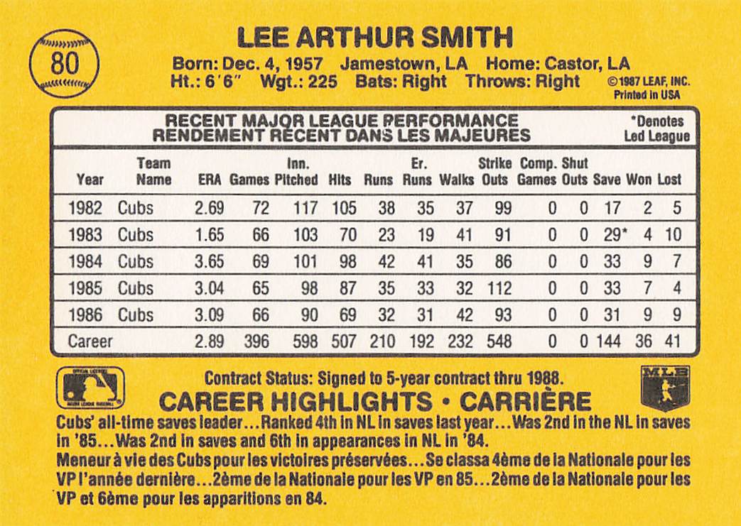 1987 Donruss Baseball Lee Smith #292
