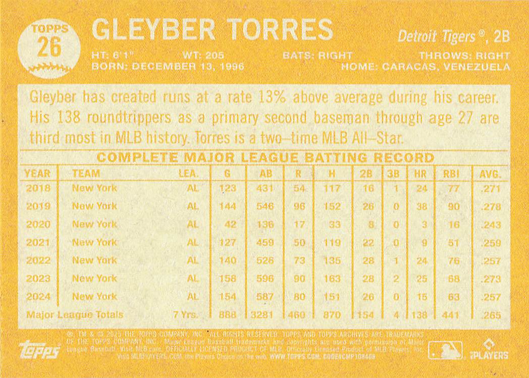2025 Topps Archives Baseball Gleyber Torres #26