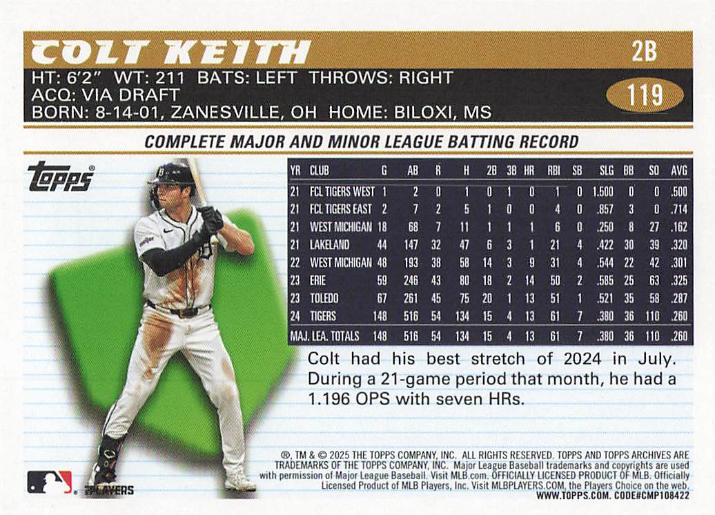 2025 Topps Archives Baseball Colt Keith #119