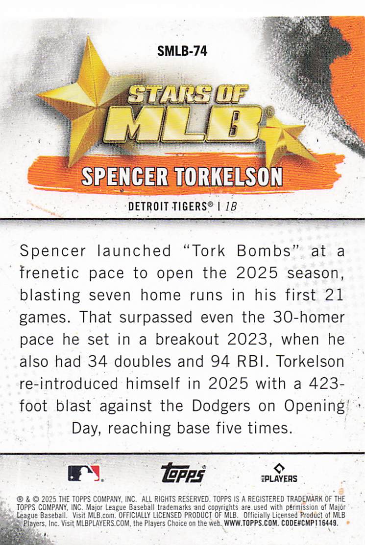 2025 Topps Update Baseball Stars of MLB Spencer Torkelson #SMLB-74