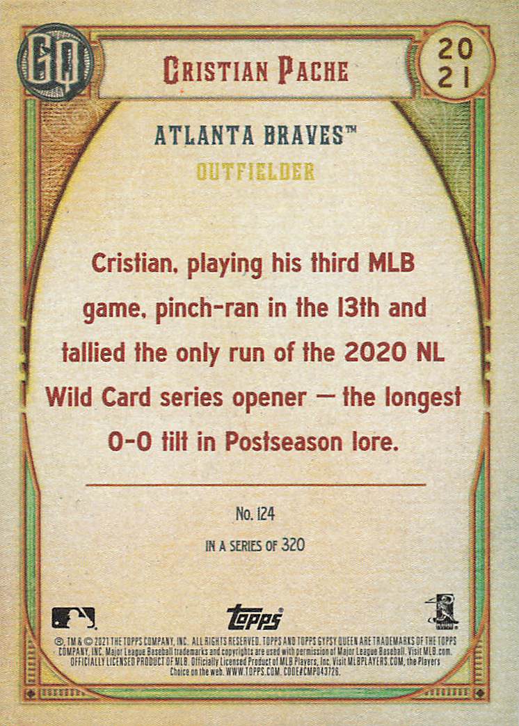 2021 Topps Gypsy Queen Baseball Indigo Cristian Pache #124 Rookie