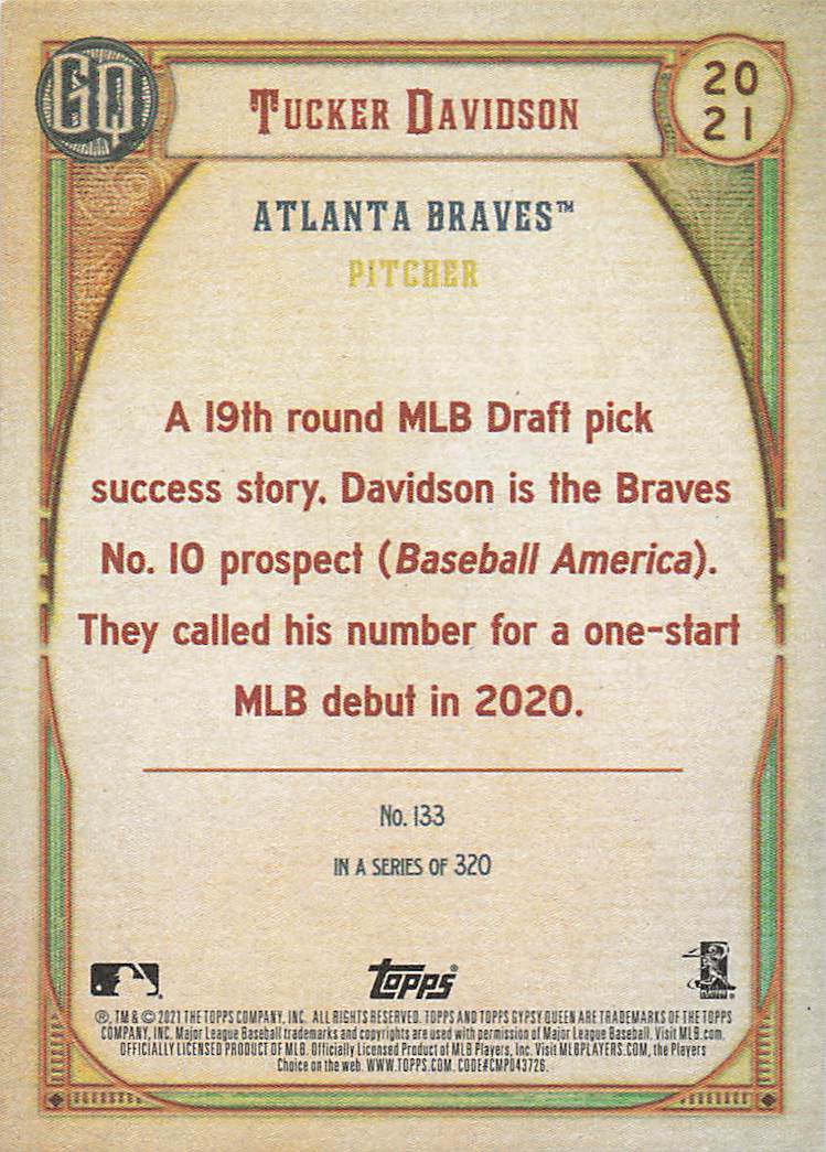 2021 Topps Gypsy Queen Baseball Tucker Davidson #133 Rookie