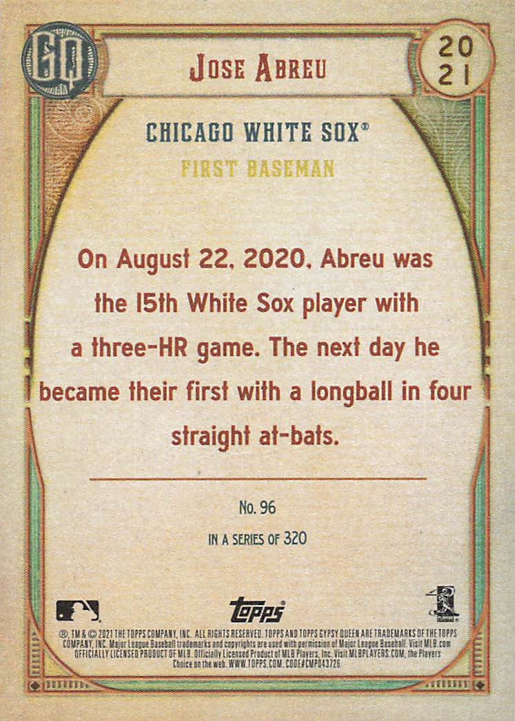 2021 Topps Gypsy Queen Baseball Jose Abreu #96