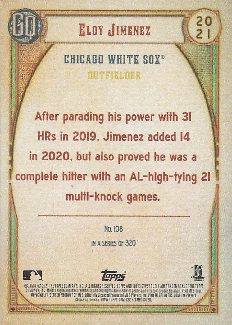 2021 Topps Gypsy Queen Baseball Eloy Jimenez #108