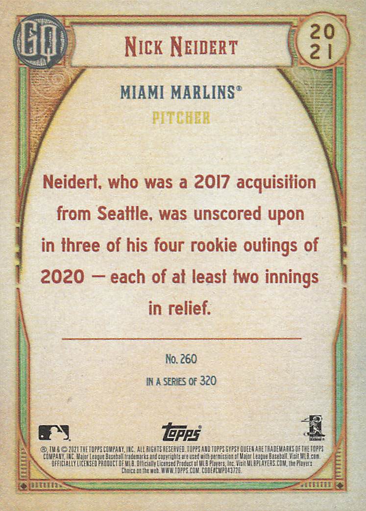 2021 Topps Gypsy Queen Baseball Nick Neidert #260 Rookie