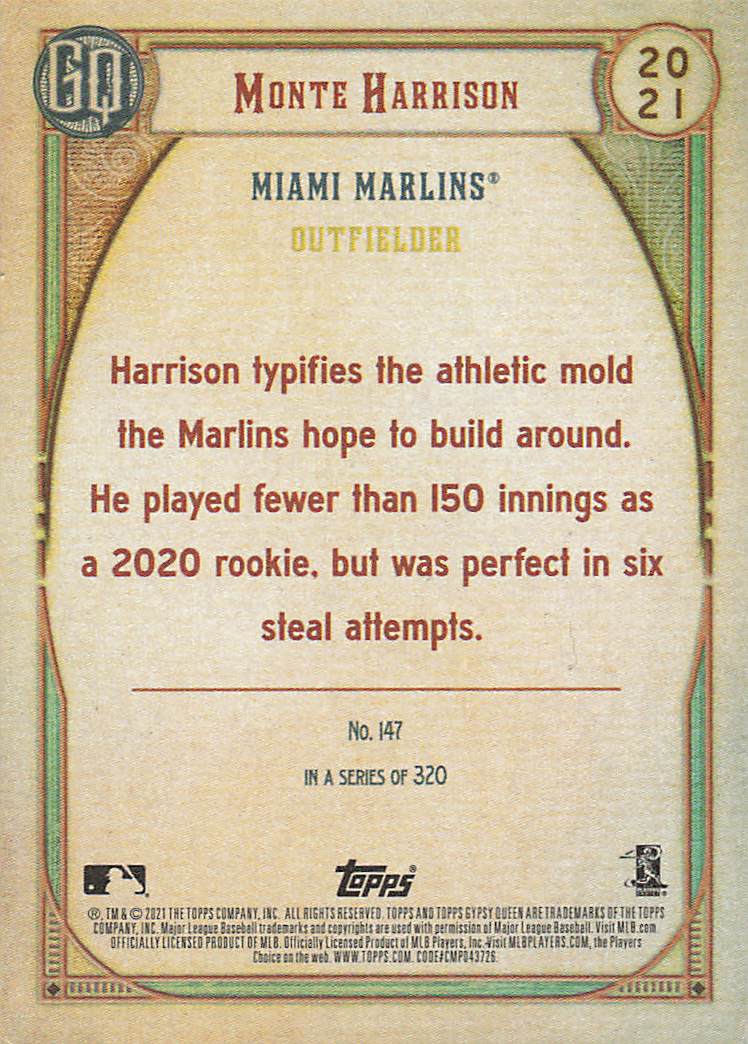 2021 Topps Gypsy Queen Baseball Monte Harrison #147 Rookie