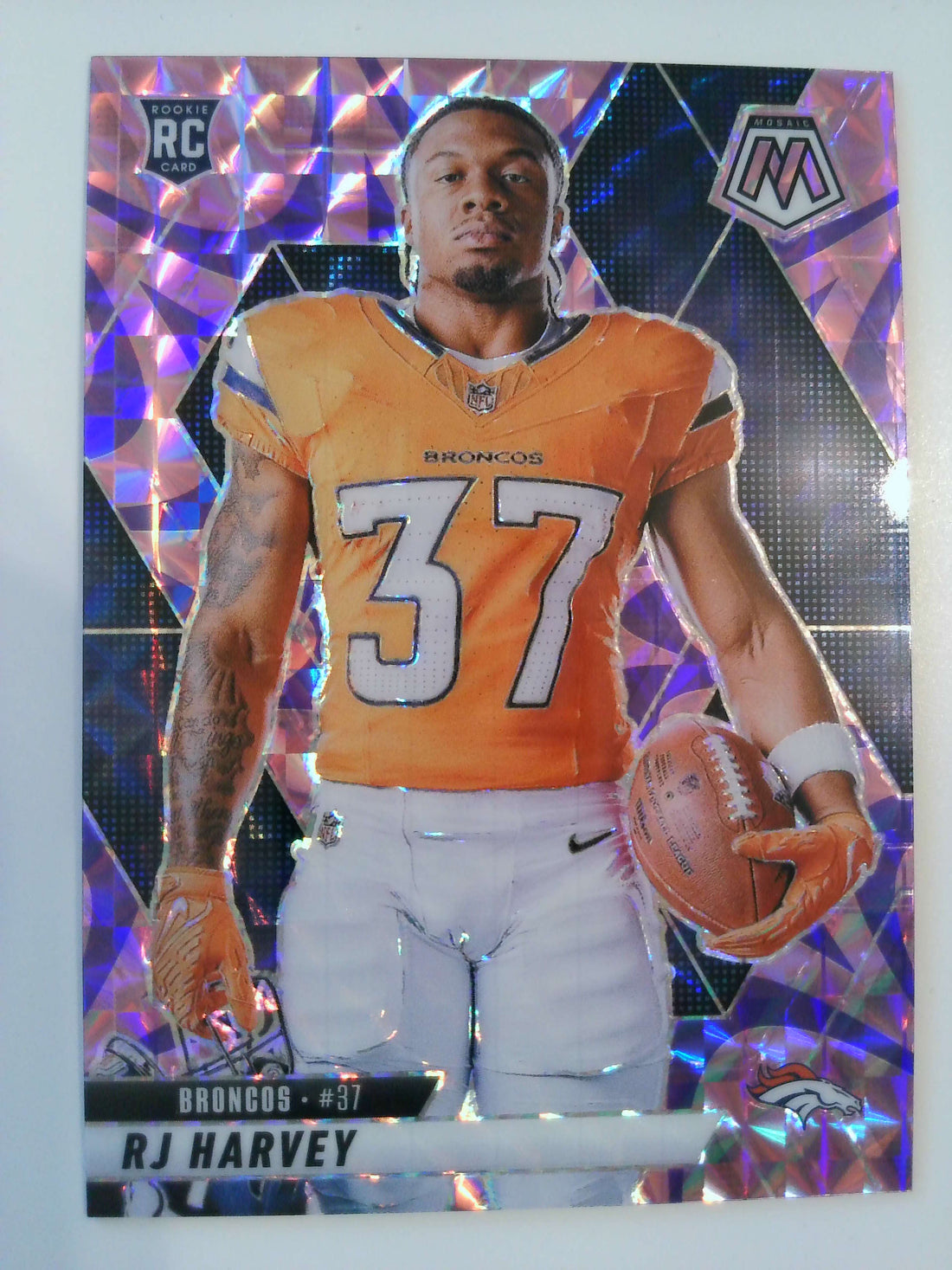 2025 Panini Mosaic Football Mosaic Reactive Purple RJ Harvey #284 Rookie