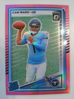 2025 Donruss Football Optic Rated Rookies Preview Pink Cam Ward #350 Rookie