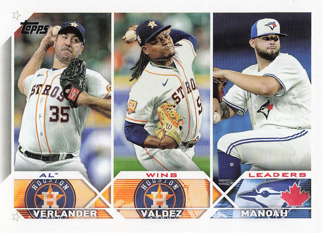 2023 Topps Baseball AL Wins Verlander / Valdez / Manoah #82