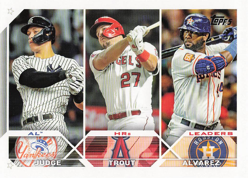 2023 Topps Baseball AL HRs Leaders (Judge / Trout / Alvarez) #246