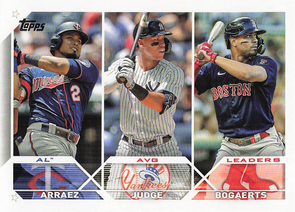 2023 Topps Baseball AL Avg Leaders (Arraez / Judge / Bogaerts) #289