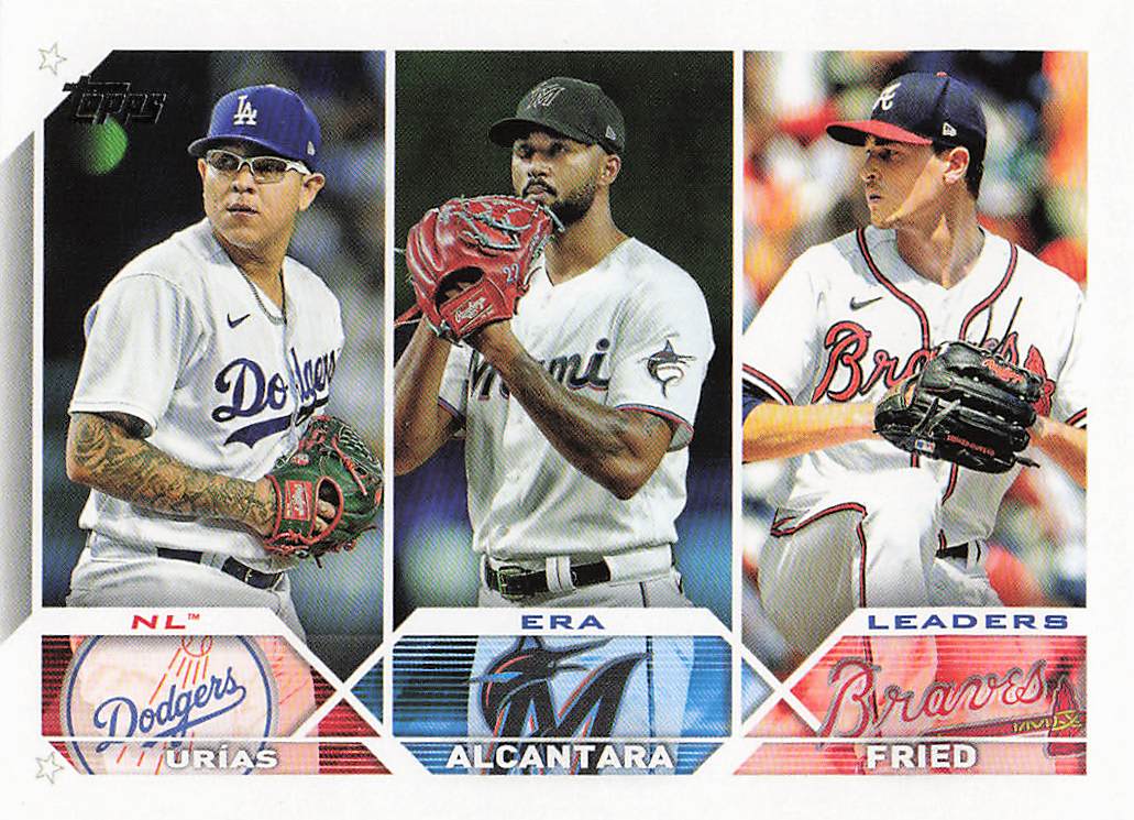 2023 Topps Baseball NL ERA Leaders (Urías / Alcantara / Fried) #211