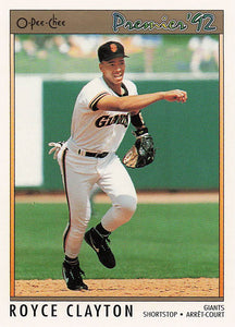 1992 O-Pee-Chee Premier Baseball Royce Clayton #39