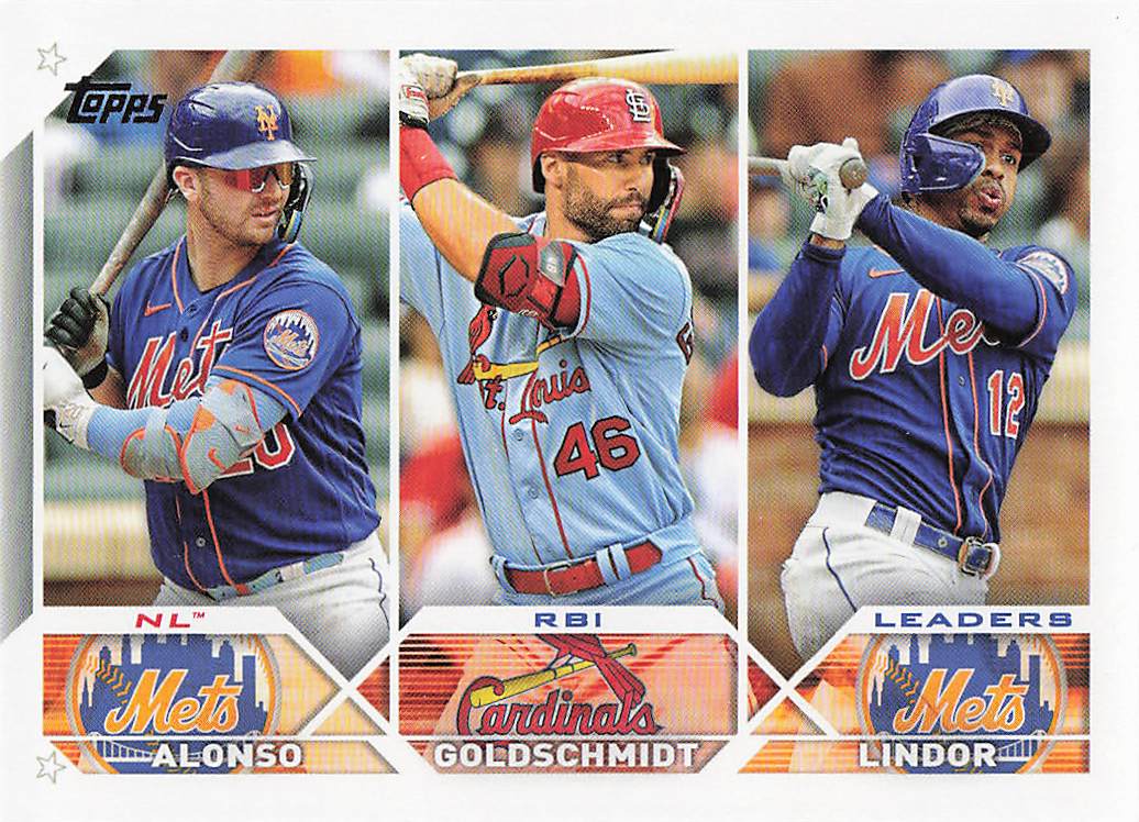2023 Topps Baseball NL RBI Leaders (Alonso / Goldschmidt / Lindor) #240
