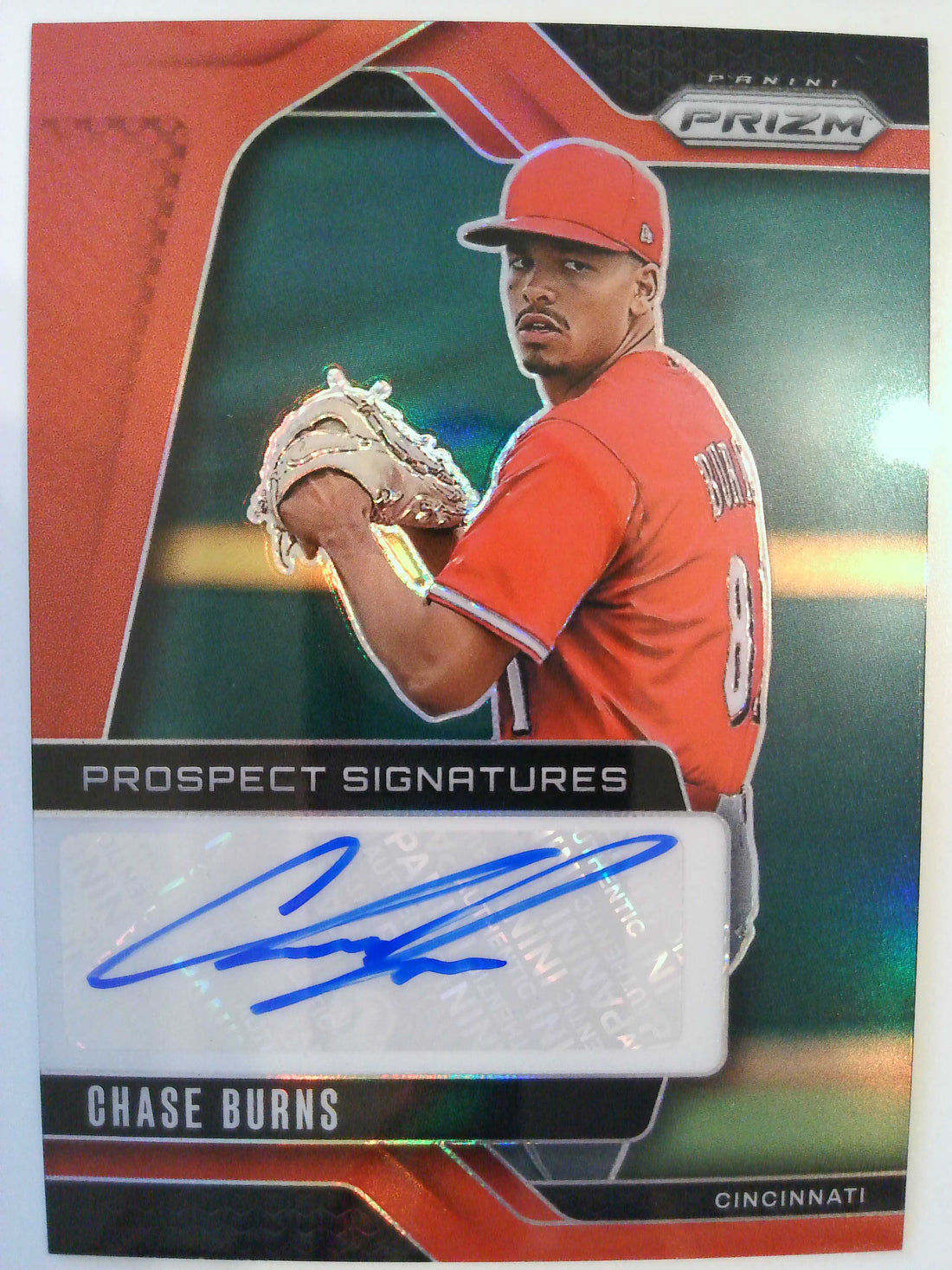 2025 Panini Prizm Prospect Signatures Red Prizms 08/99 Chase Burns #PS-SB