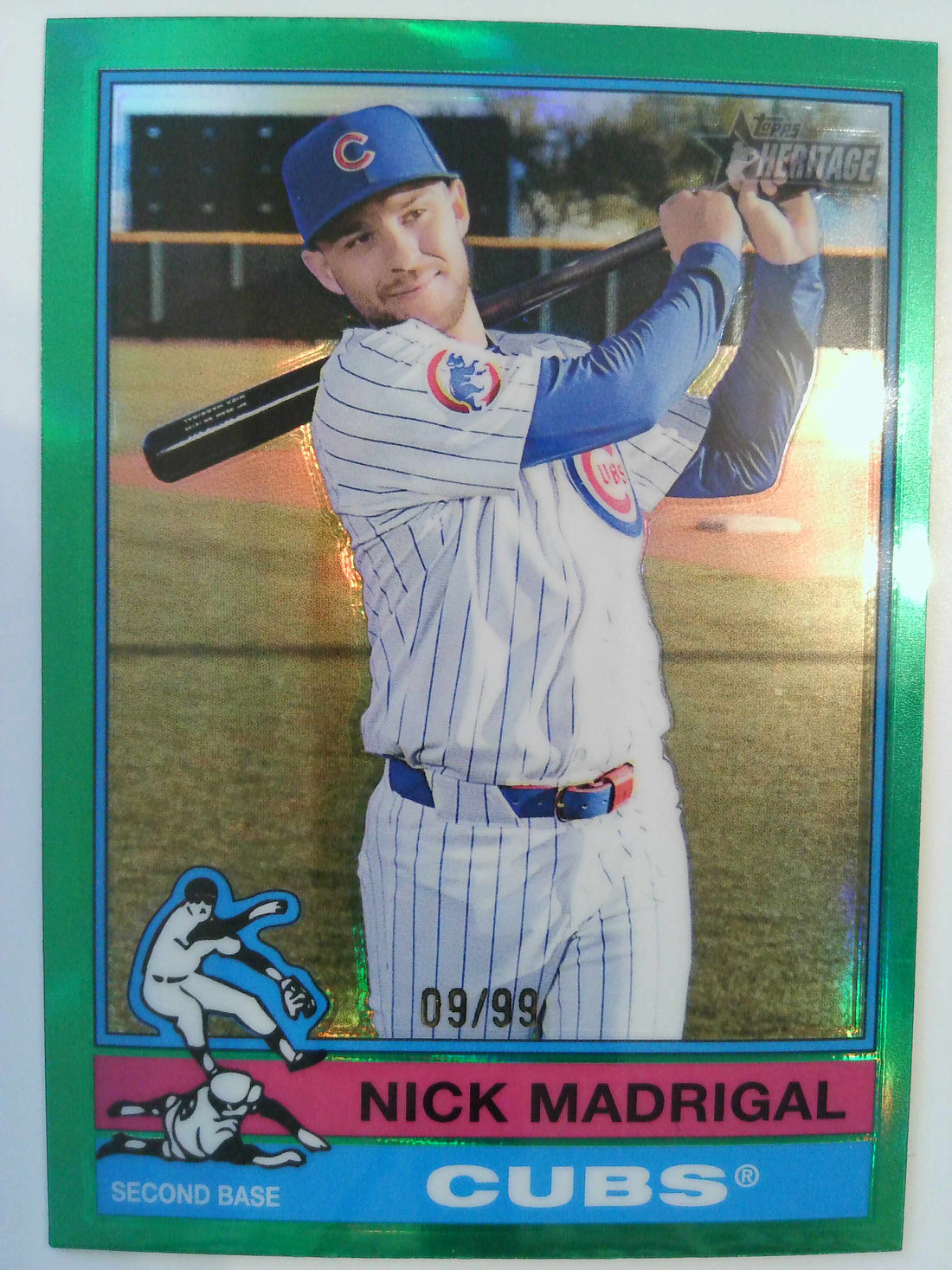 2025 Topps Heritage Baseball Chrome Green Refractor 09/99 Nick Madrigal #375