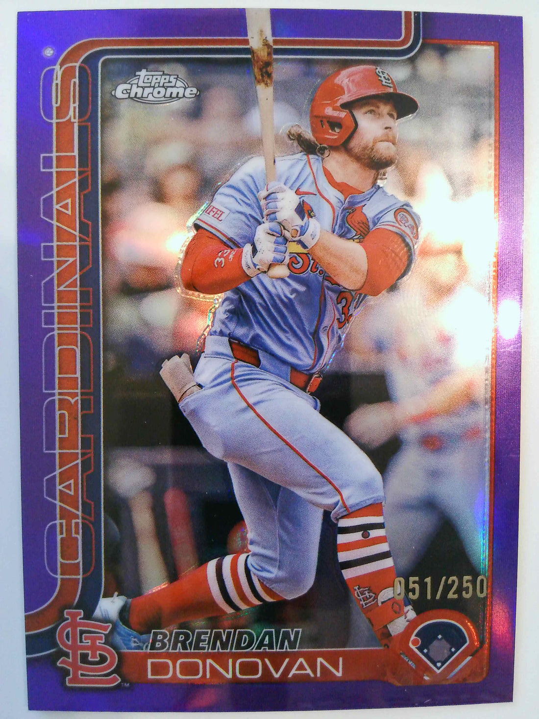 2025 Topps Chrome Baseball Purple Refractors 051/250 Brendan Donovan #233