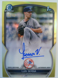 2023 Bowman Chrome Prospect Autographs Yellow Refractor 14/75 Luis Serna #CPA-LS
