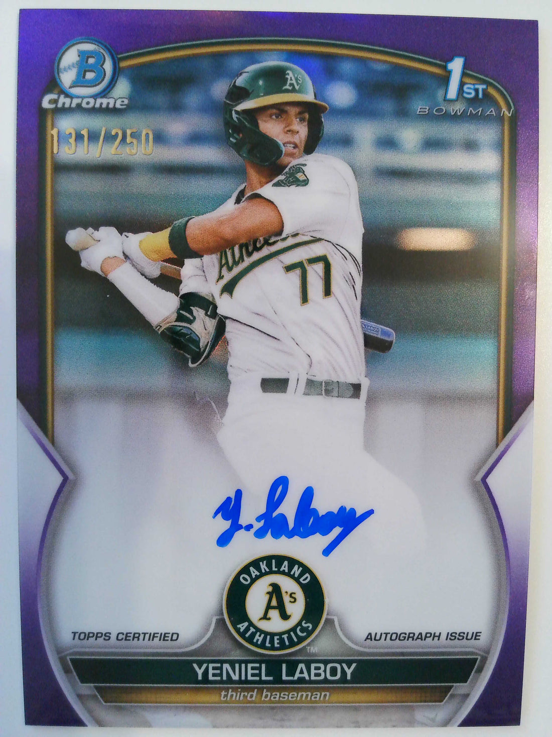 2023 Bowman Chrome Prospect Autographs Purple 131/250 Yeniel Laboy #CPA-YLY
