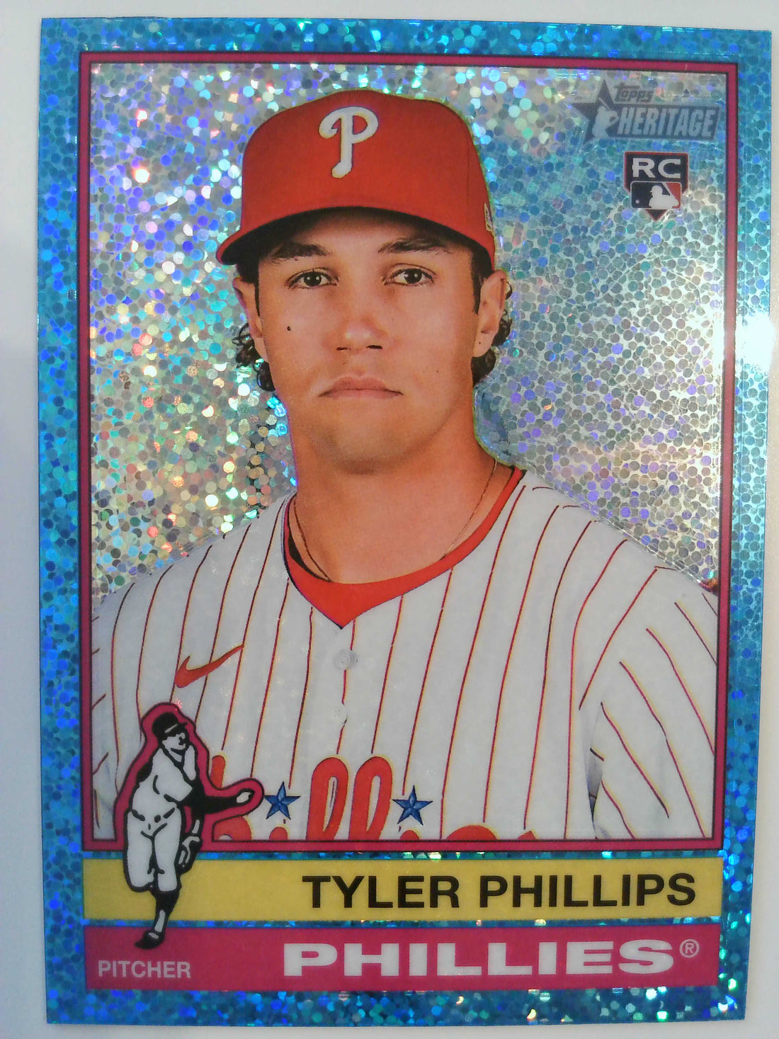 2025 Topps Heritage Chrome Light Blue Sparkle Tyler Phillips #17 Rookie