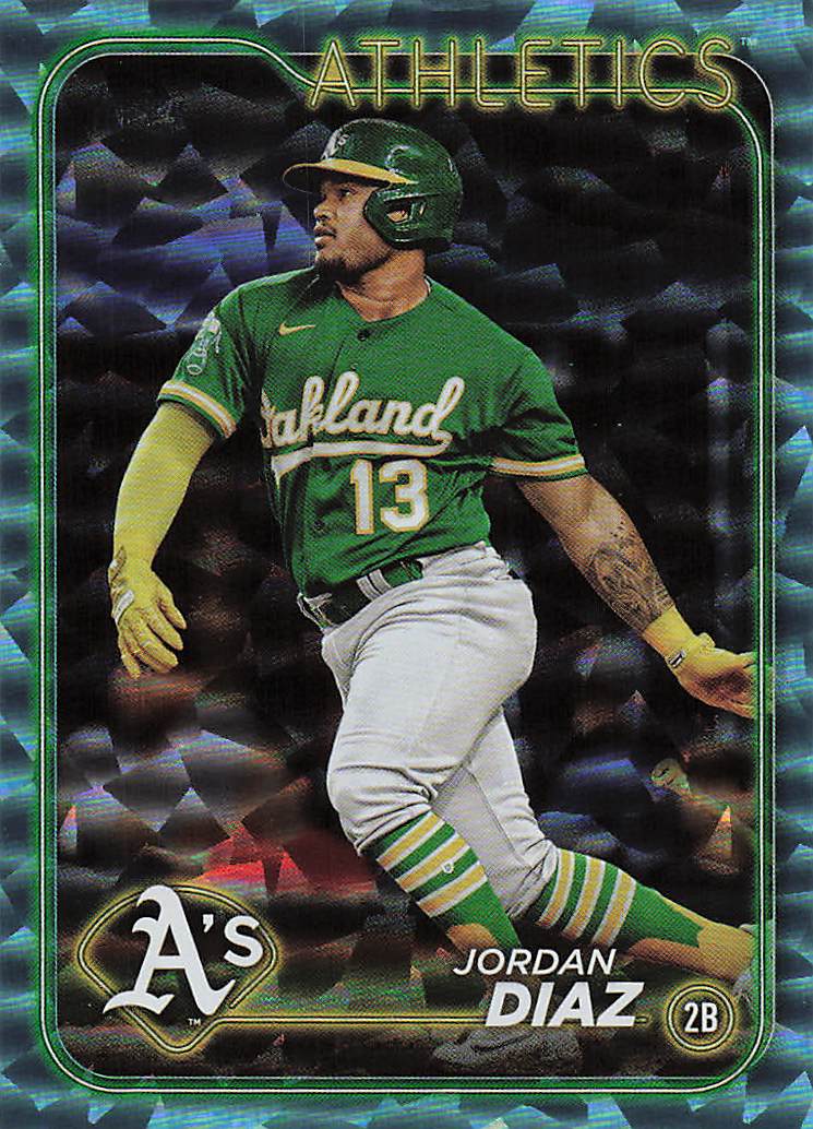 2024 Topps Baseball Aqua Crackle Foil 366/399 Jordan Diaz #697