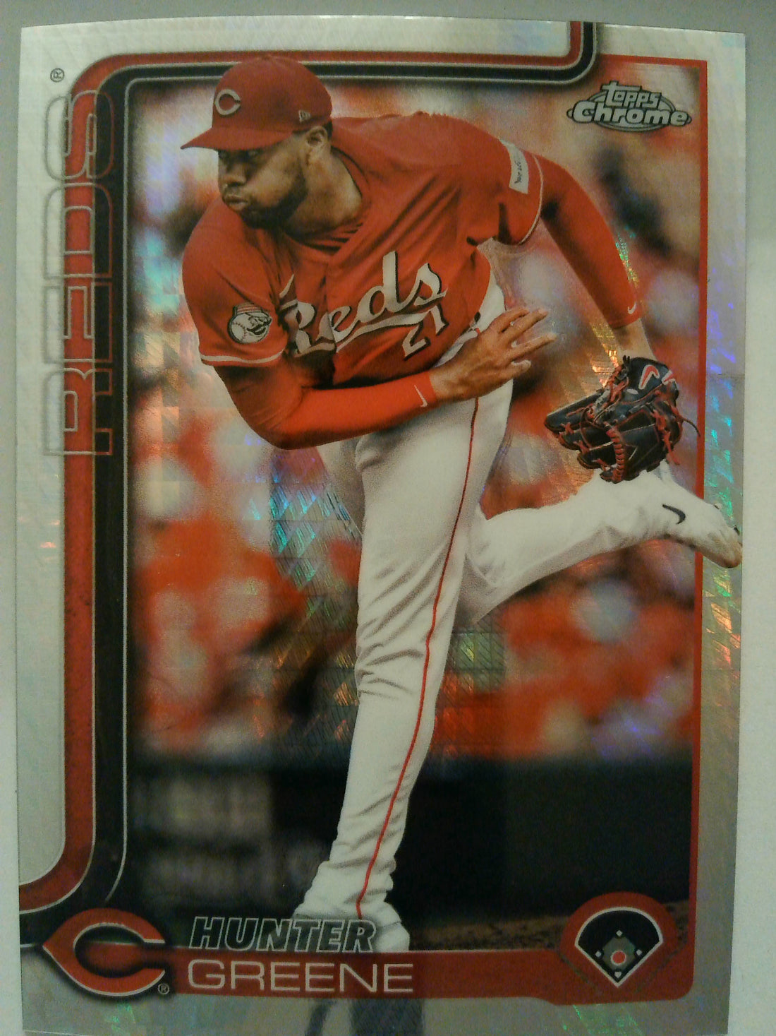 2025 Topps Chrome Baseball Prism Refractors Hunter Greene #91