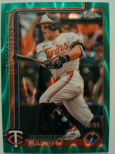 2025 Topps Chrome Baseball Green Lava Refractors 63/99 Harrison Bader #62