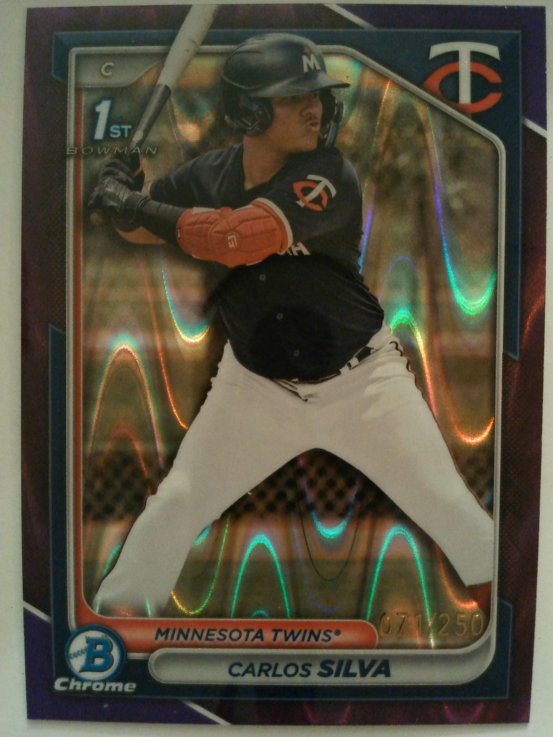 2024 Bowman Chrome Prospects Purple RayWave 071/250 Carlos Silva #BCP-120