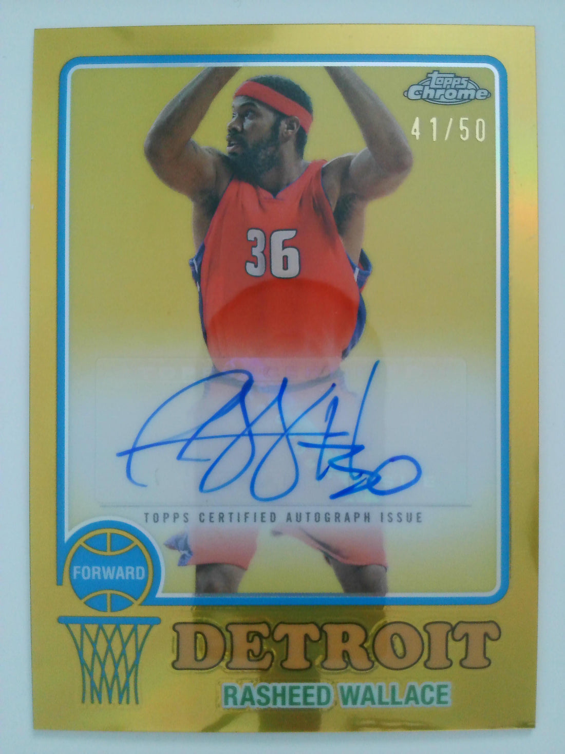 2024-25 Chrome 1973 Topps Autographs Gold 41/50 Rasheed Wallace #73TA-RW
