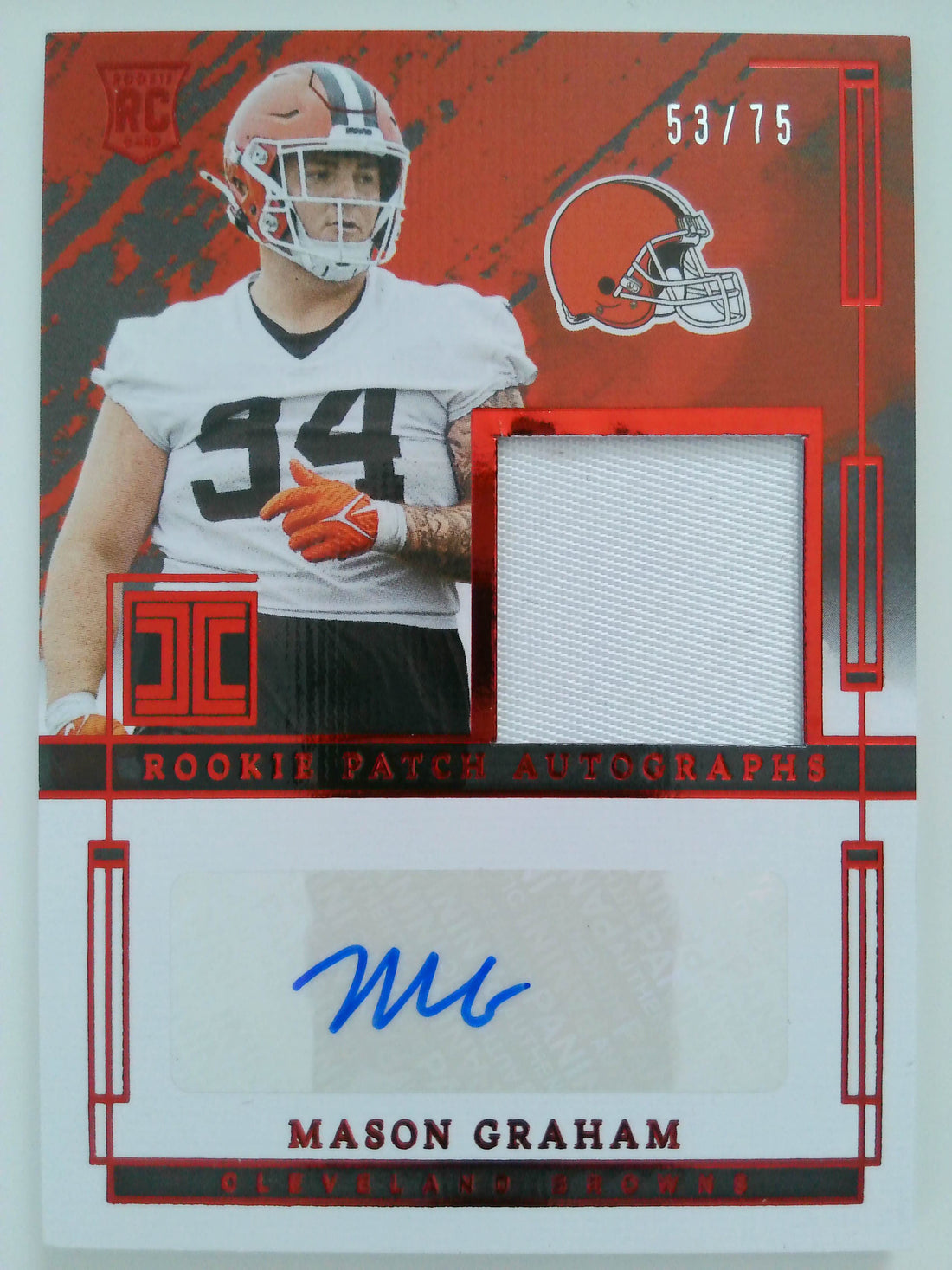2025 Panini Impeccable Rookie Patch Autos Red 53/75 Mason Graham #RKP-MGM