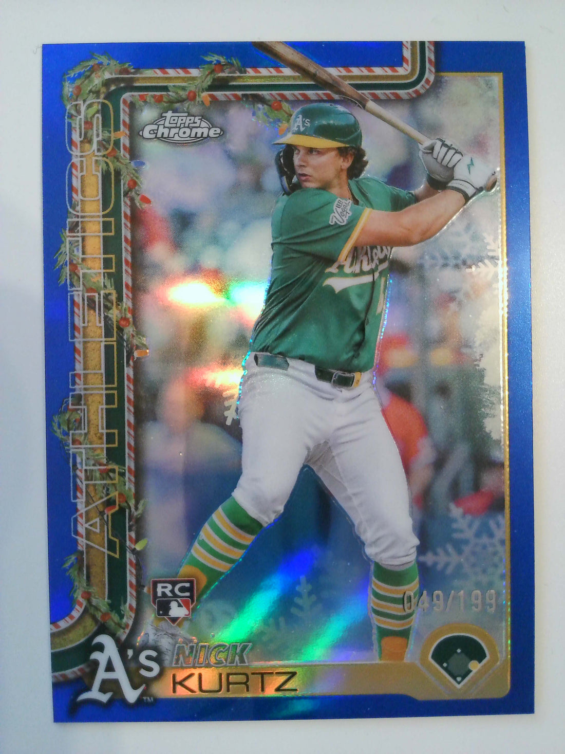 2025 Topps Holiday Baseball Chrome Blue Refractors Nick Kurtz #HC40